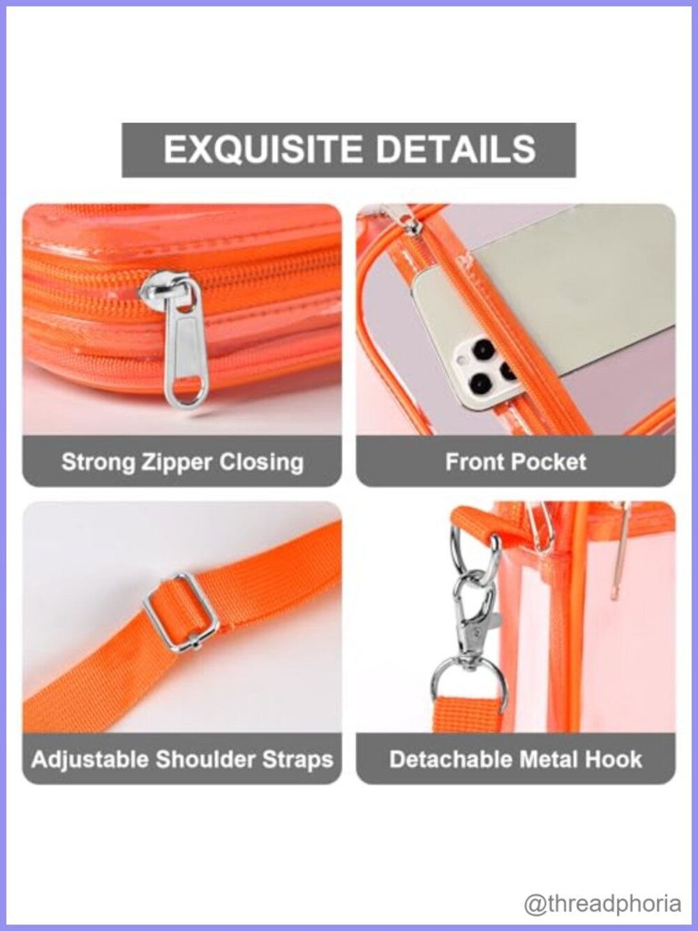 Clear Crossbody Purse Waterproof PVC Stadium Approved - Picture 2 of 6